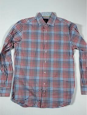 Tattersall Men's Long Sleeve Button-Up Plaid Shirt 15.5